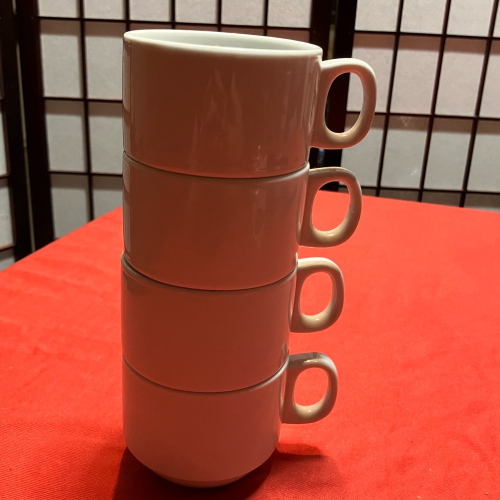 Palate And Plate Espresso Stackable Cup 3 oz. White Chinaware Set of 4